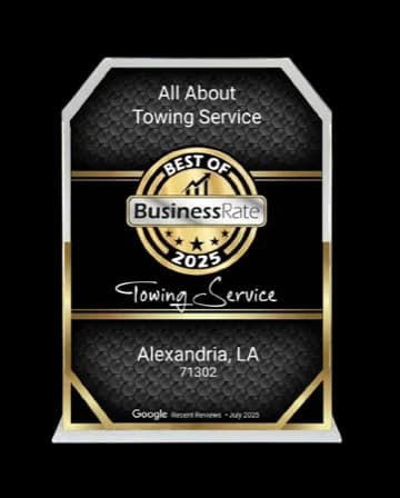 Best of BusinessRate 2025 and 2026 award for towing service in Alexandria, LA