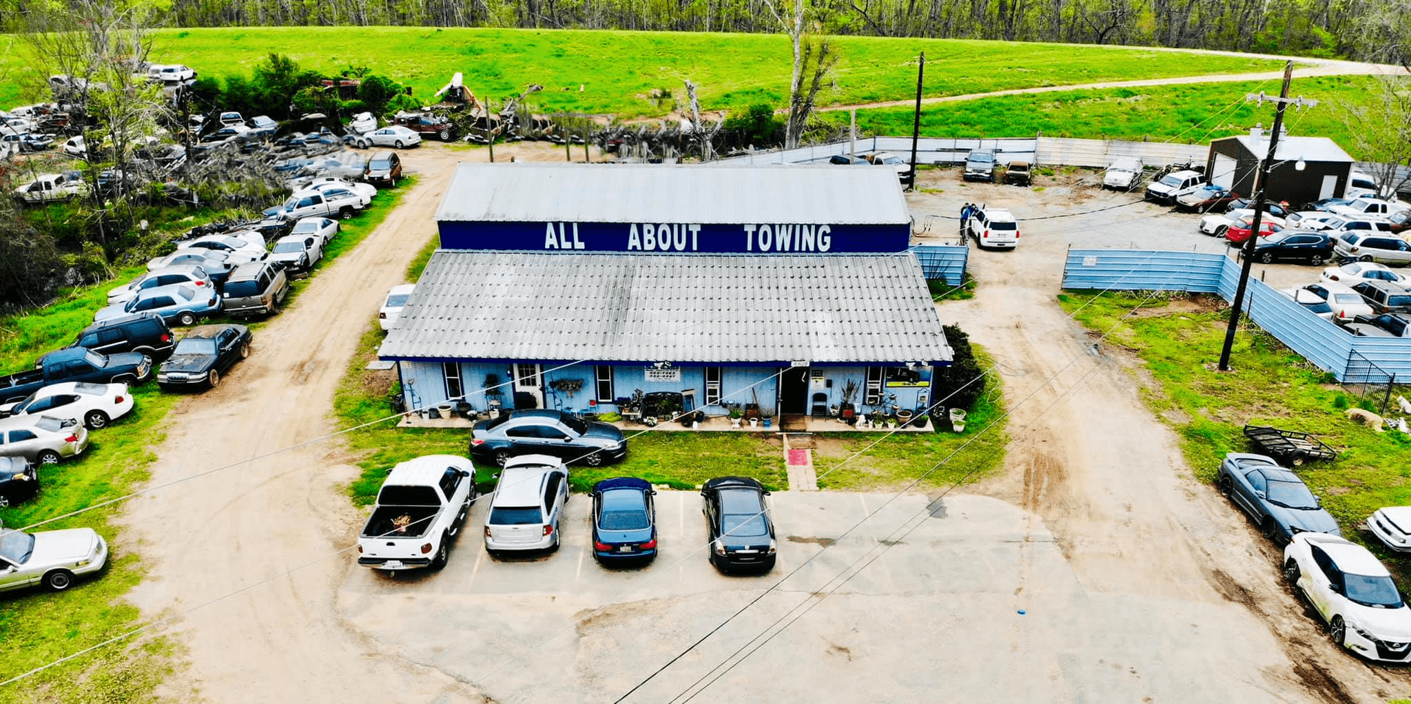 Aerial view of the All About Towing location